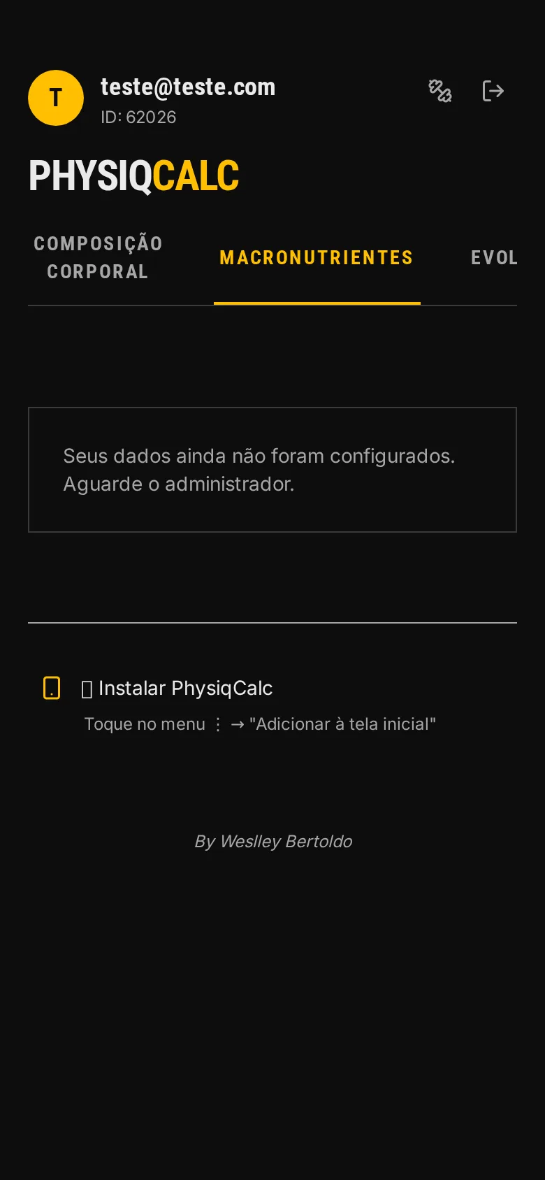 Avaliação — composição corporal e macros