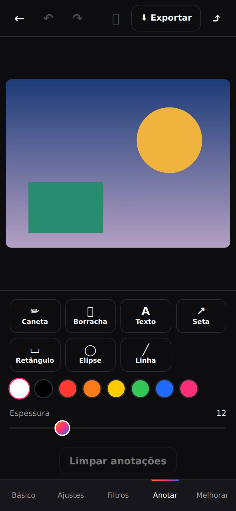 Anotar: desenho, texto e formas
